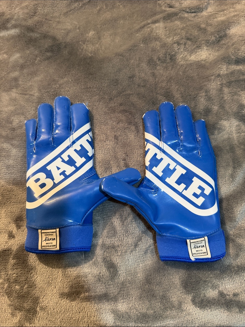 Blue Kids Football Gloves - Youth Grip Gloves